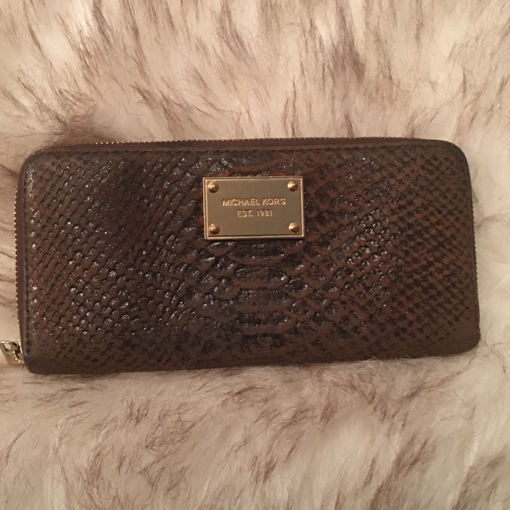 Brown Snake Skin MK Wallet